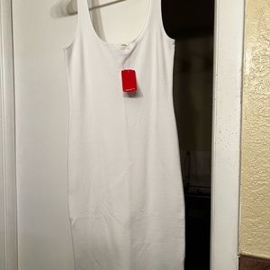 Tight fitting white dress